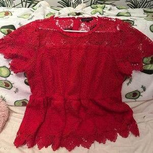 Lane Bryant Vibrant Red Lace Blouse